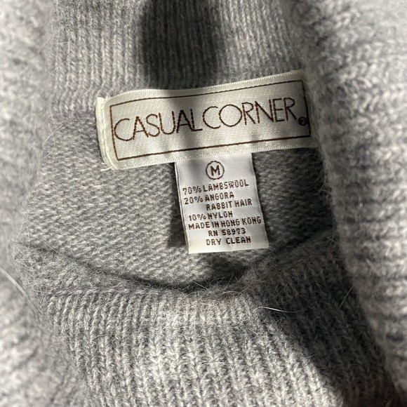 Casual Corner Angora Rabbit Hair Lambswool Turtleneck Sweater Gray Career Sz Med - Picture 4 of 7